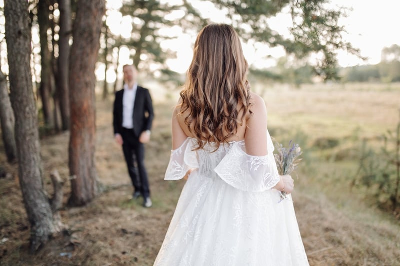 Bride in forest wedding dress